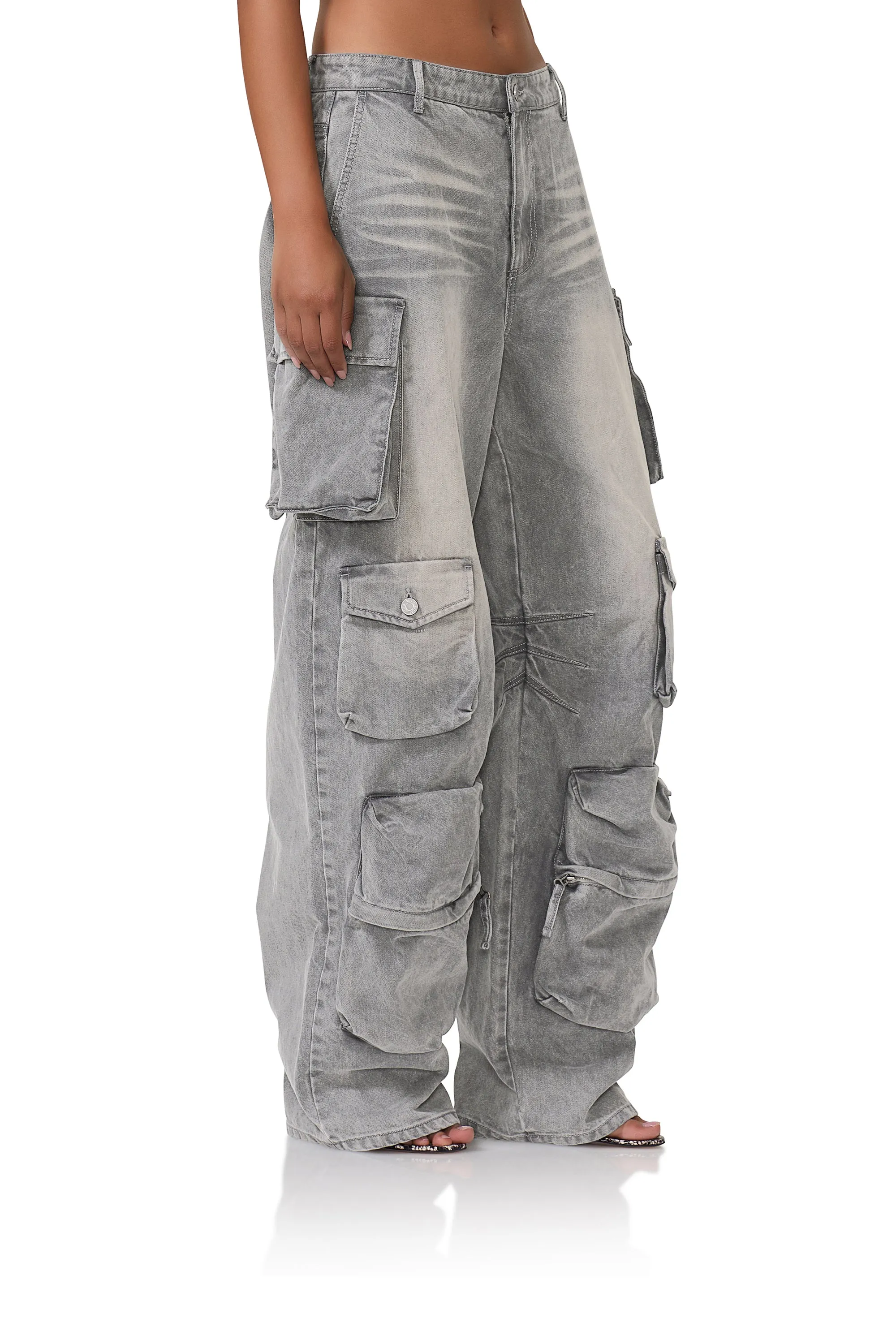 Parker Baggy Cargo Pant - Smoke Grey Wash