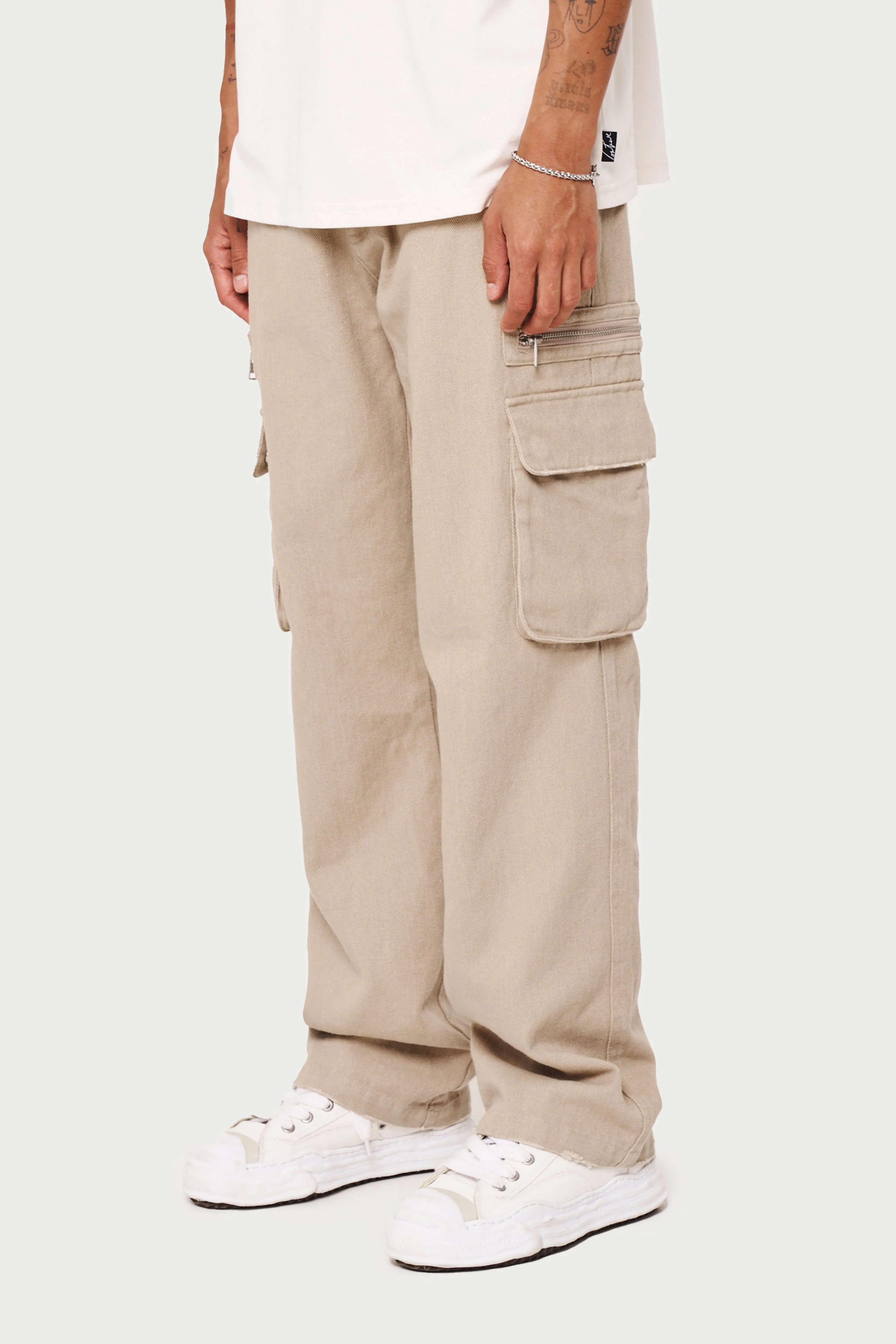 PATCH POCKET TWILL CARGOS - BEIGE