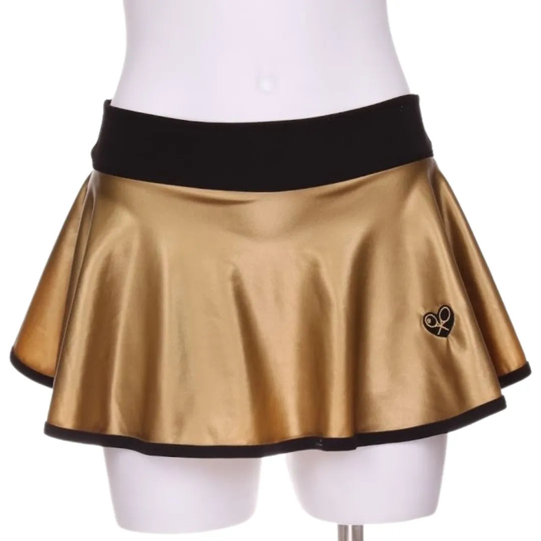 Pleather Gold LOVE “O” Tennis Skirt