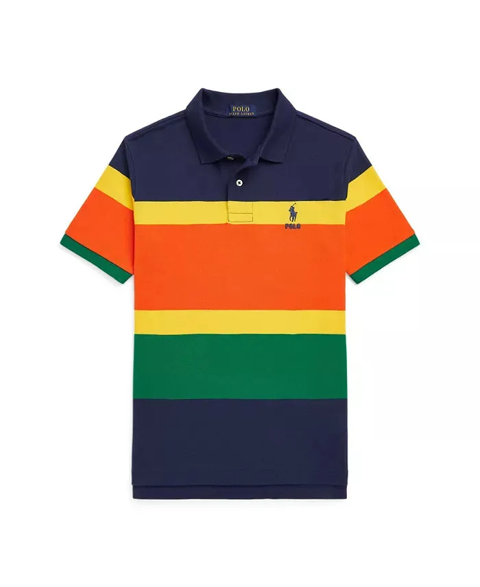 Polo Big Boys Striped Cotton Mesh Polo Shirt