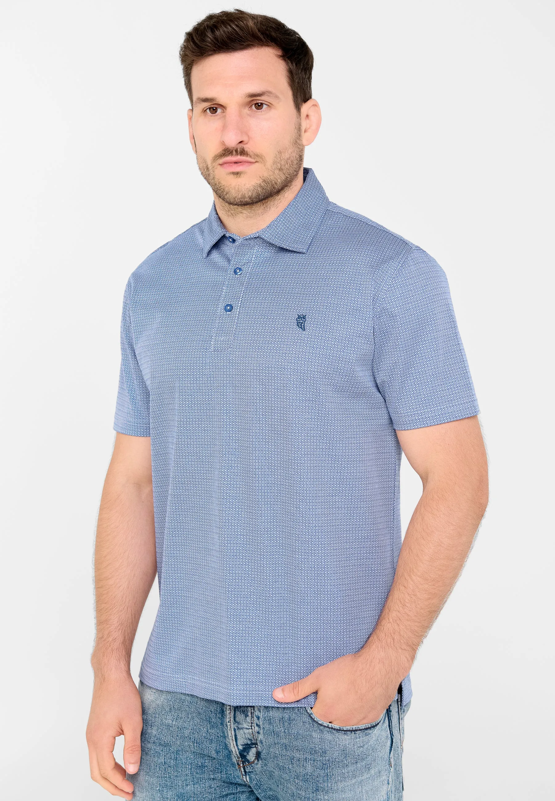 Polo Hombre Manga Corta Algodón Premium - Azul 0009_33