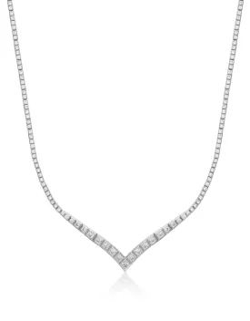 Pyramid V Tennis Necklace- Silver