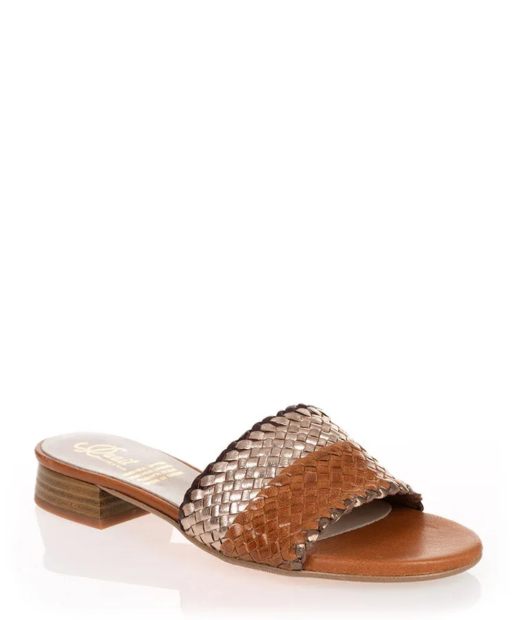 Quait Tan & Metallic Gold Leather Slide