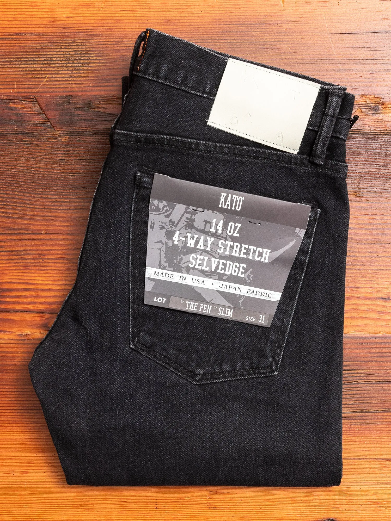 "Paul" 14oz Washed Black Stretch Selvedge Denim - Pen Slim