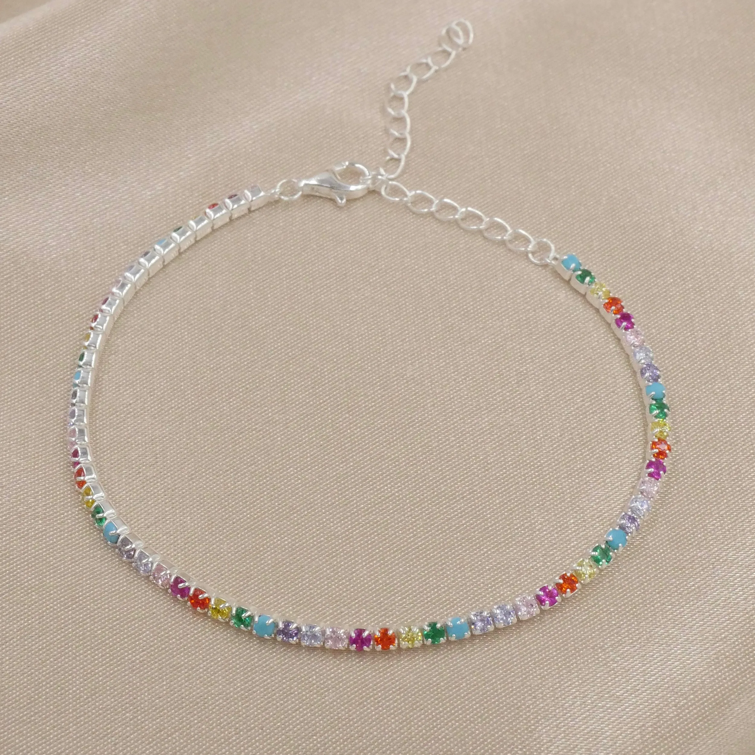 Rainbow Pave Tennis Bracelet