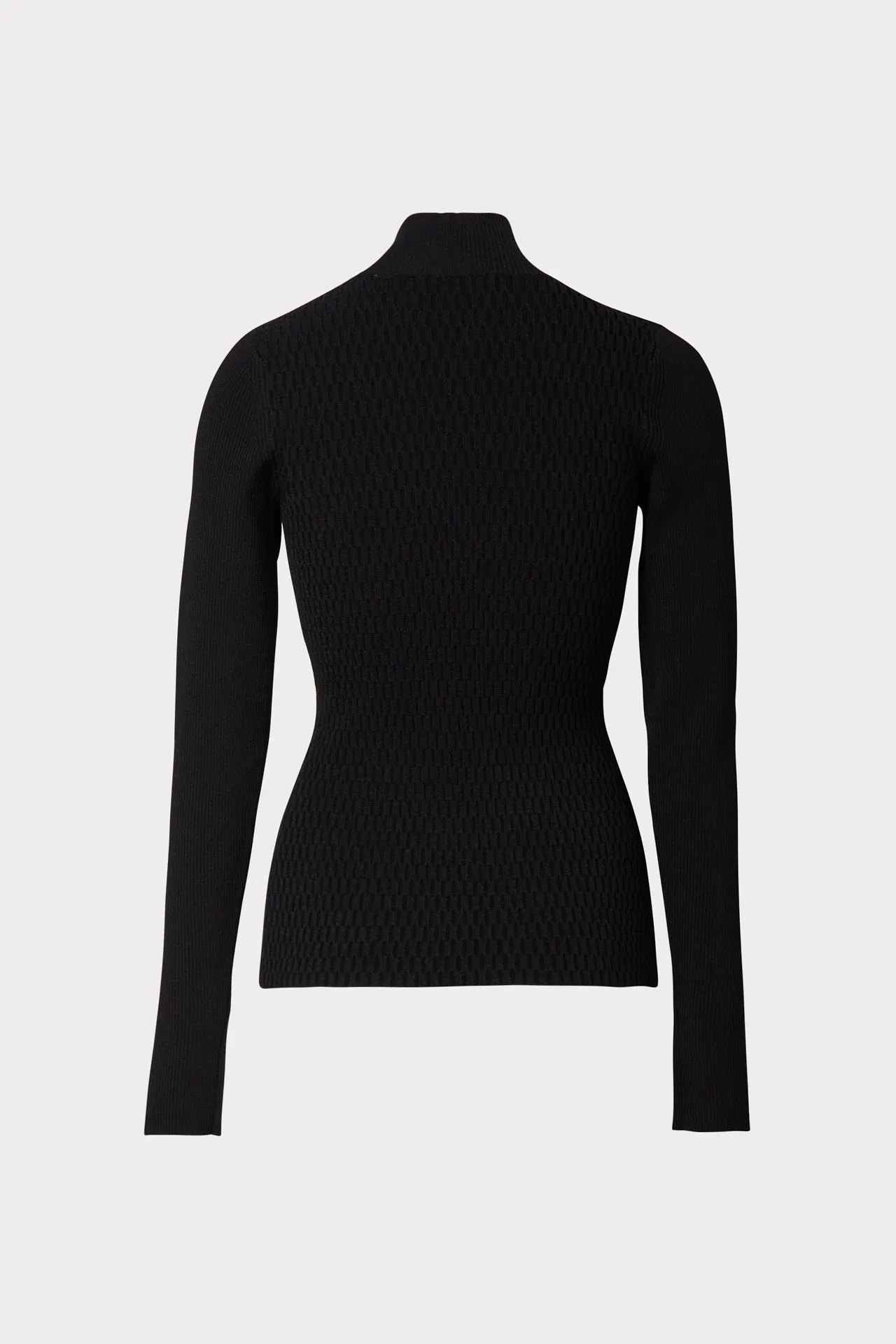 Ribbed Half Moon Neck Sweater