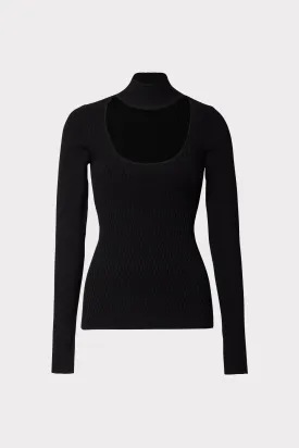 Ribbed Half Moon Neck Sweater