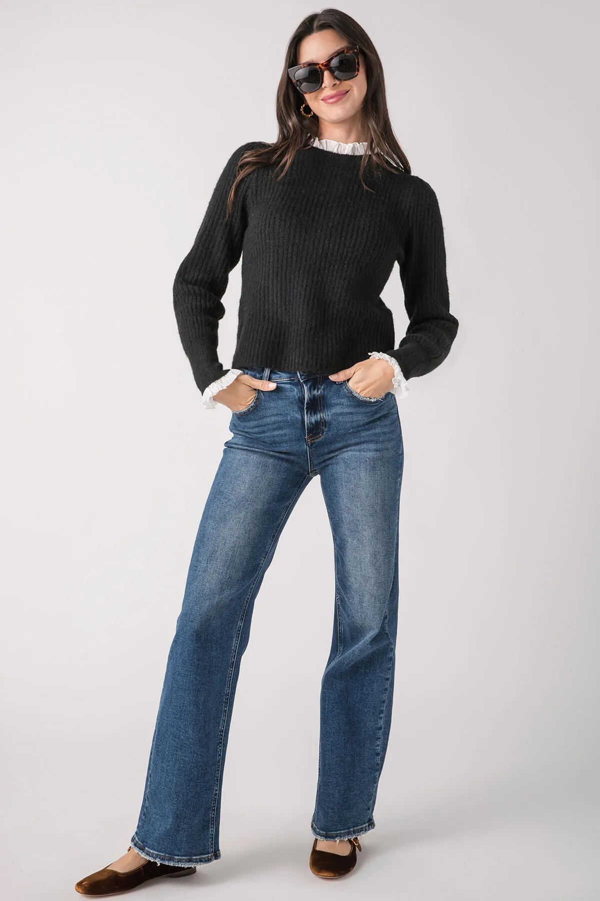 Risen Mila High Rise Full Length Straight Leg Jeans