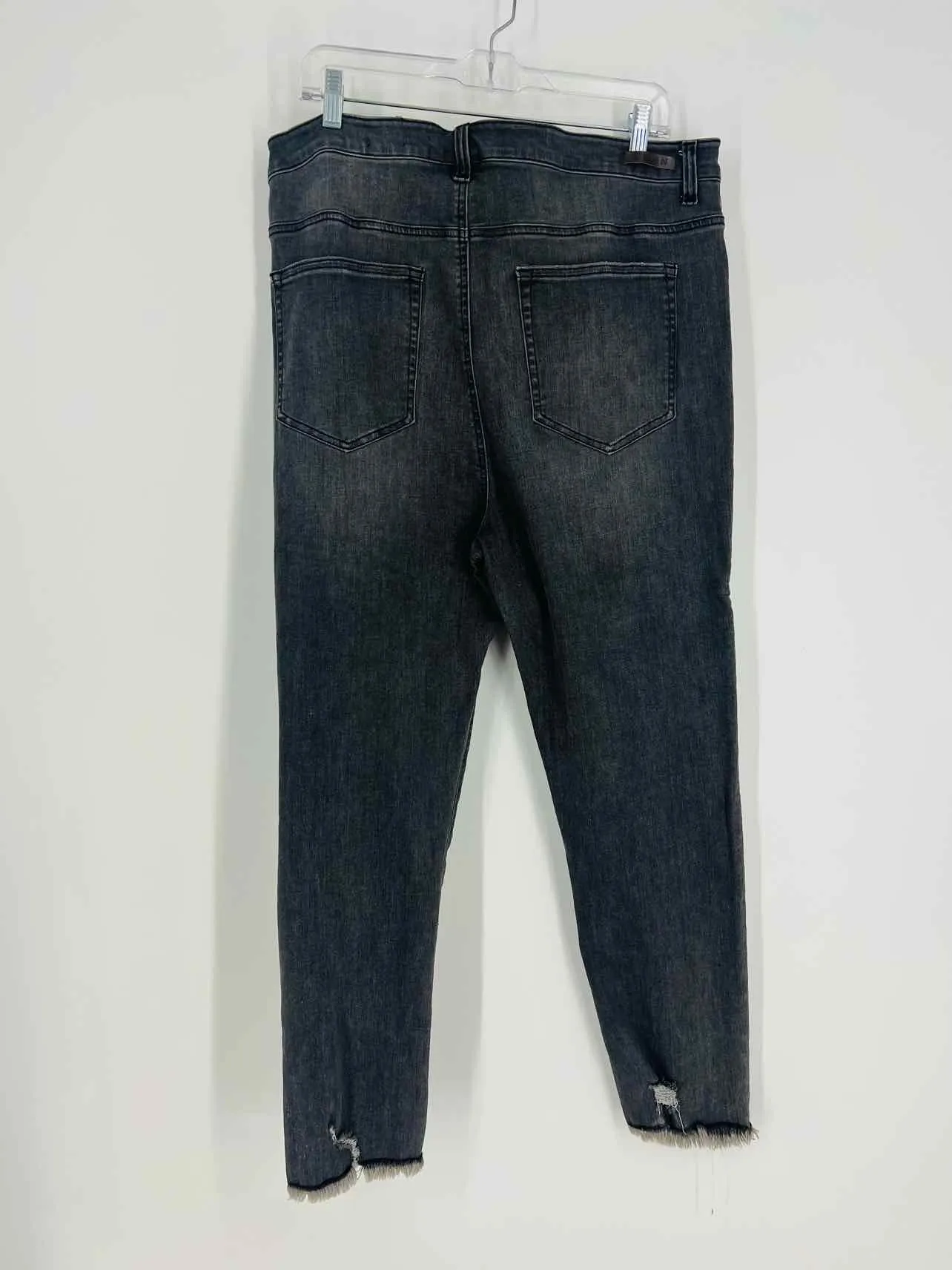 Risen Size 2X Charcoal Frayed Denim PLUS Jeans-Plus