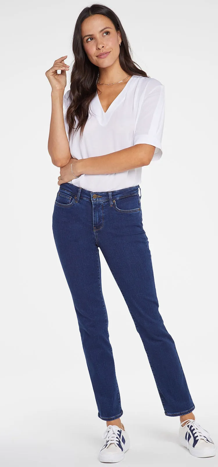 Sheri Slim Jeans Mediumblauw Premium Denim | Quinn