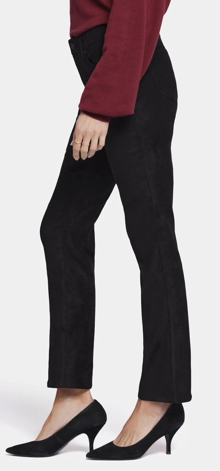 Sheri Slim Trouser Zwart Faux Suède | Black