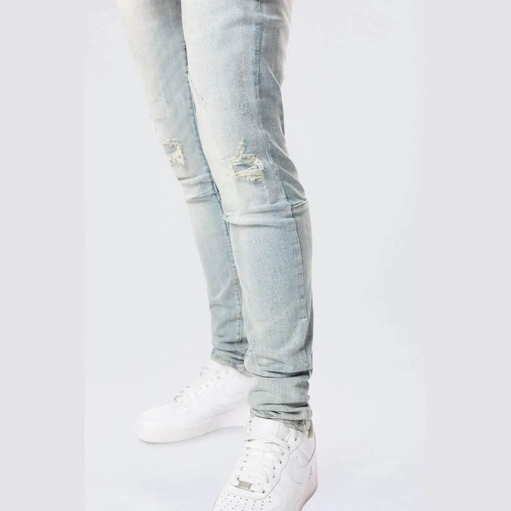 Slim Tapered Vintage Washed Jeans - Elm Blue