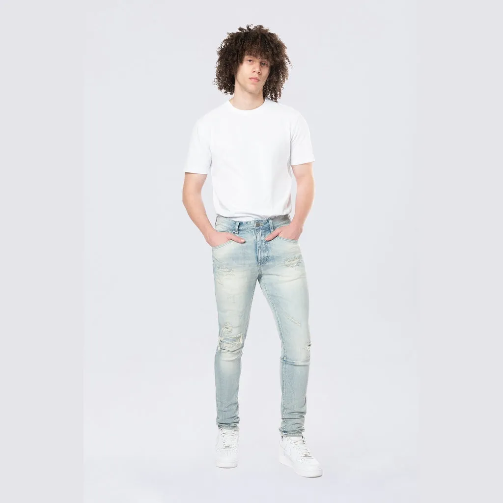 Slim Tapered Vintage Washed Jeans - Elm Blue