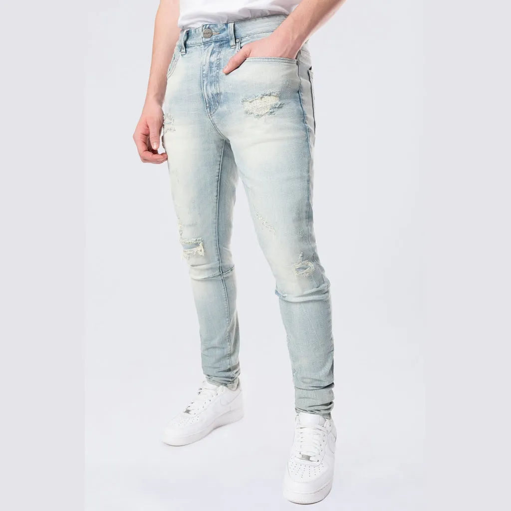 Slim Tapered Vintage Washed Jeans - Elm Blue