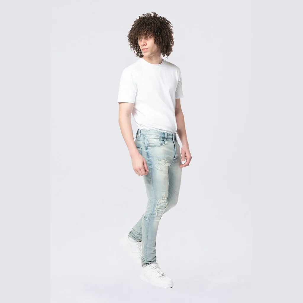 Slim Tapered Vintage Washed Jeans - Elm Blue