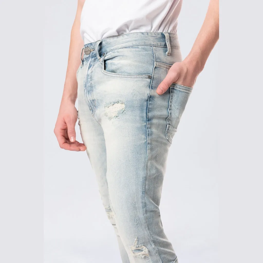 Slim Tapered Vintage Washed Jeans - Elm Blue