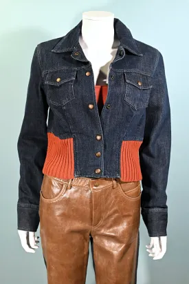 SOLD Vintage RN 80318 Denim Ribbed Knit Jacket, 60s Style Cropped Jacket M