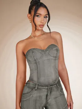 Solid Tube Denim Top