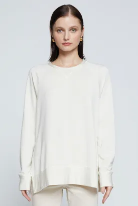 Stateside Softest Fleece Raglan Side Slit Sweatshirt in Cream