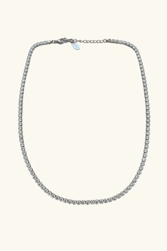 stella shimmer tennis necklace - silver