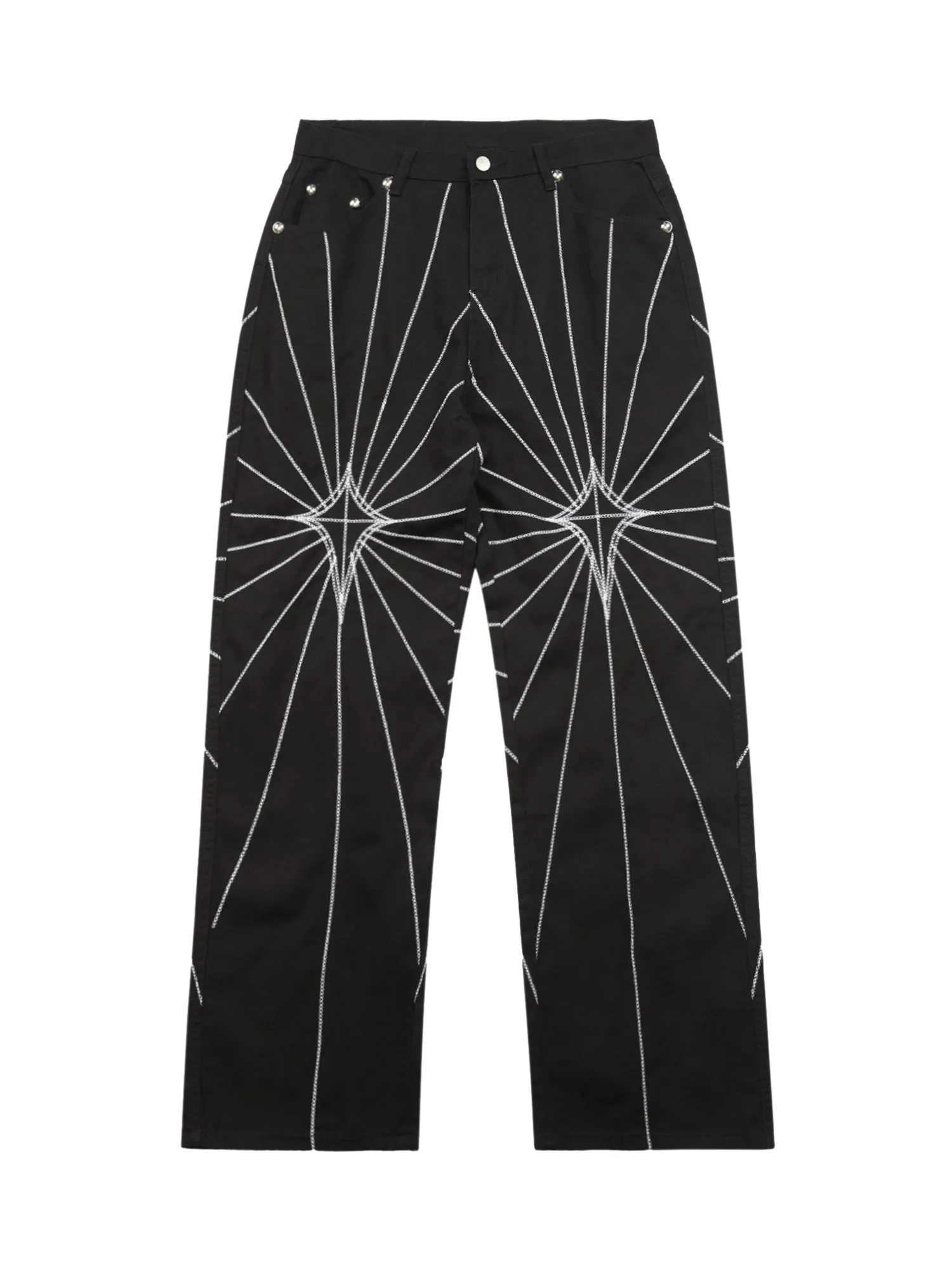 Thesupermade Heavy Spider Web Embroidered Topstitch Jeans/French trousers