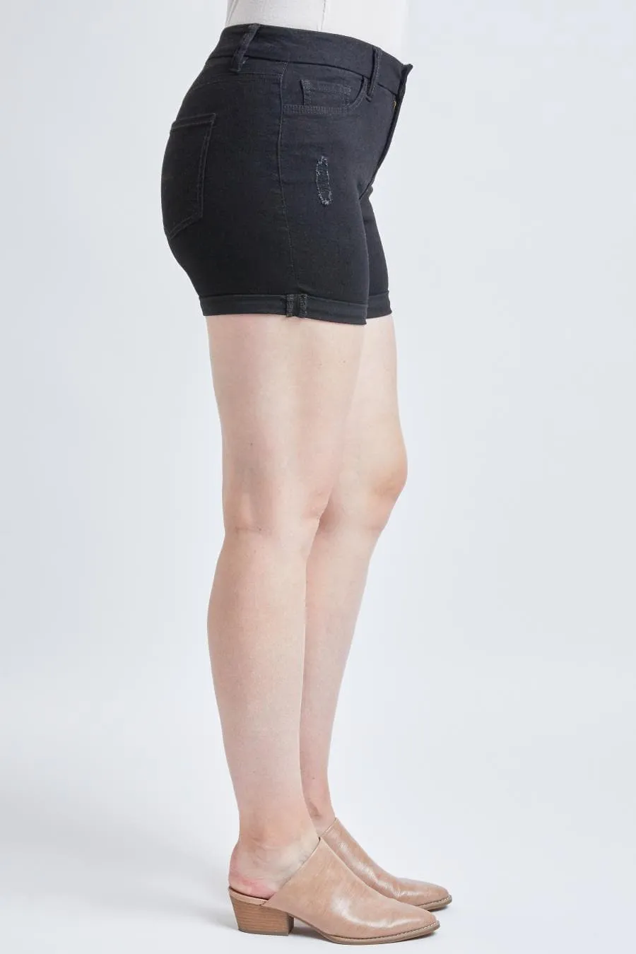 Women's Curvy Fit Cuffed High Rise Shorts